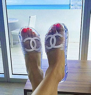 clear chanel slides|chanel jelly pool slides.